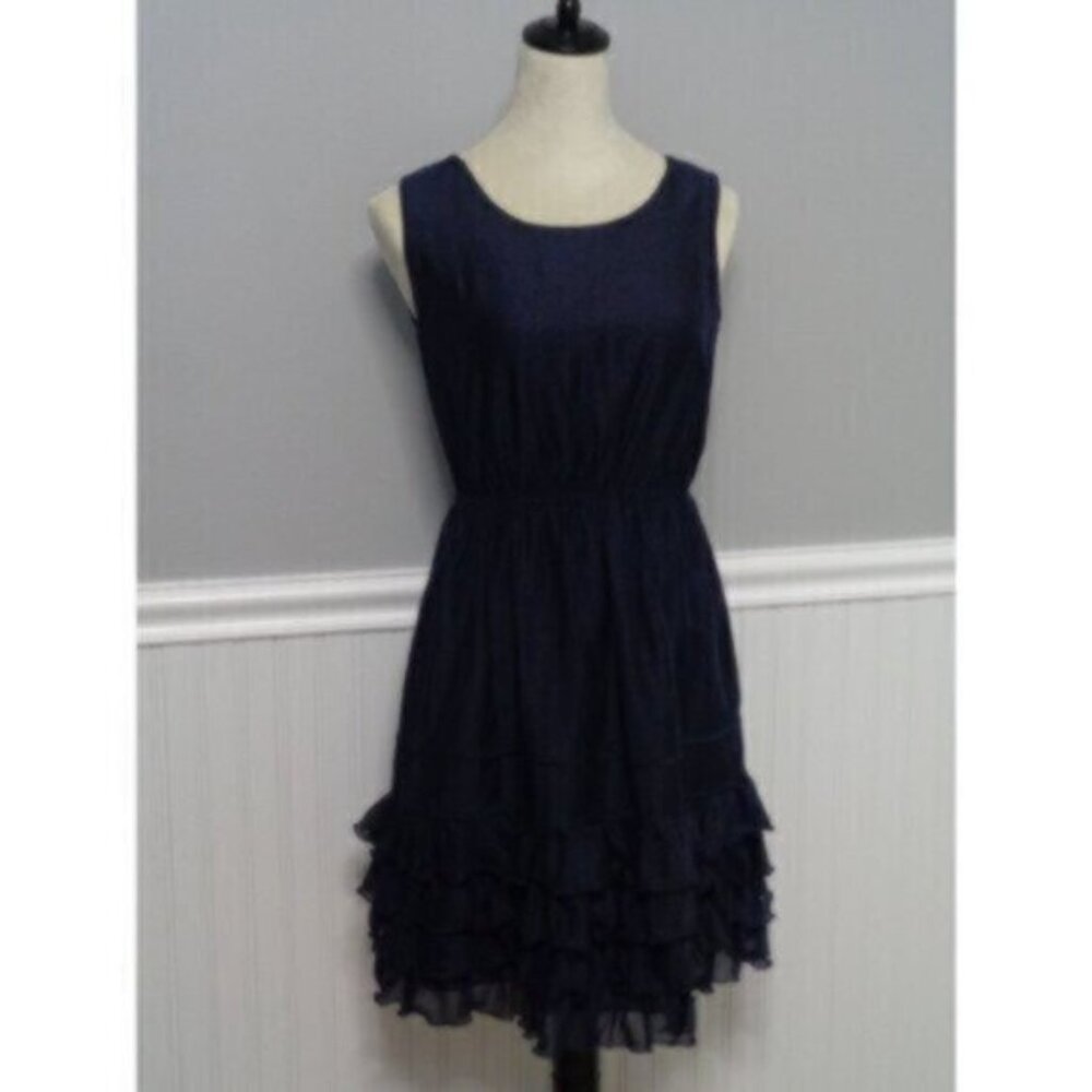 NEW MISS SIXTY women's size 2 navy sleeveless tiered ruffle dress